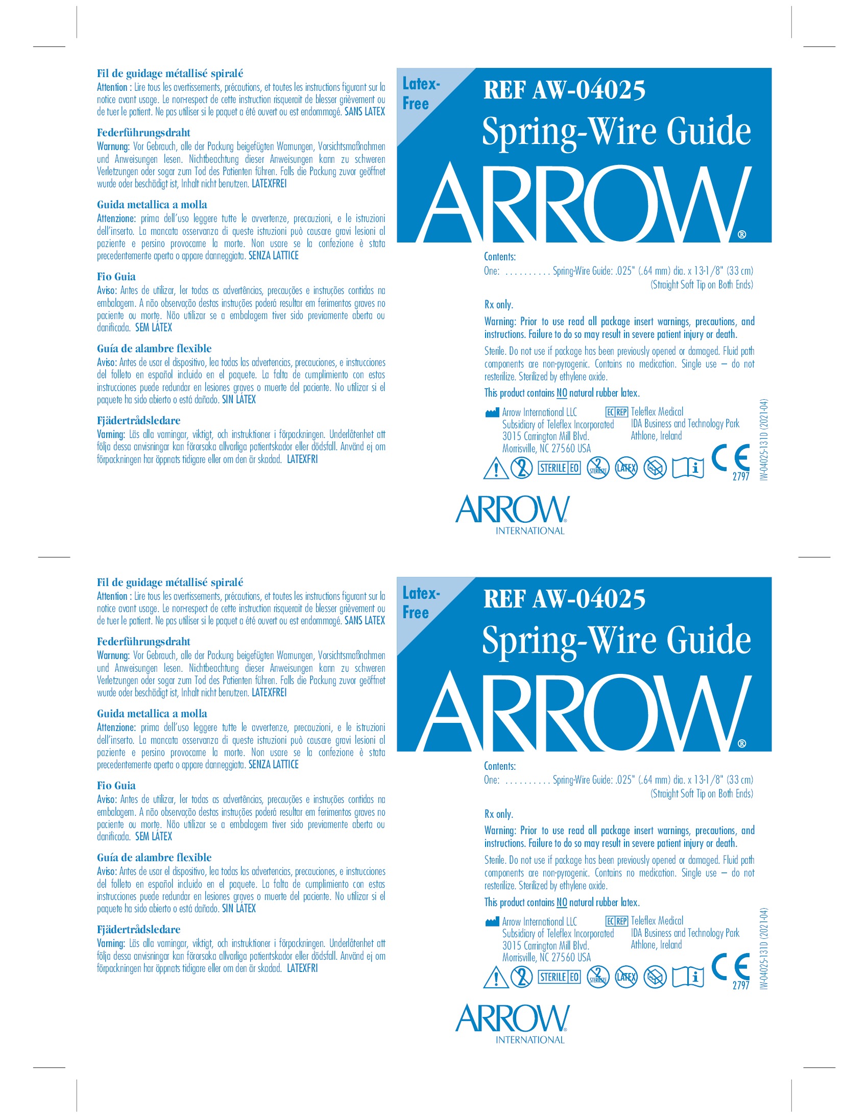 AW04025 Teleflex Incorporated Vascular Access Product Catalog